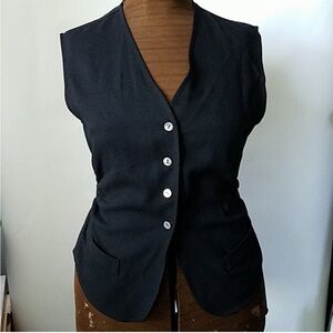 Vintage Max Studio Black Button-Up Vest M